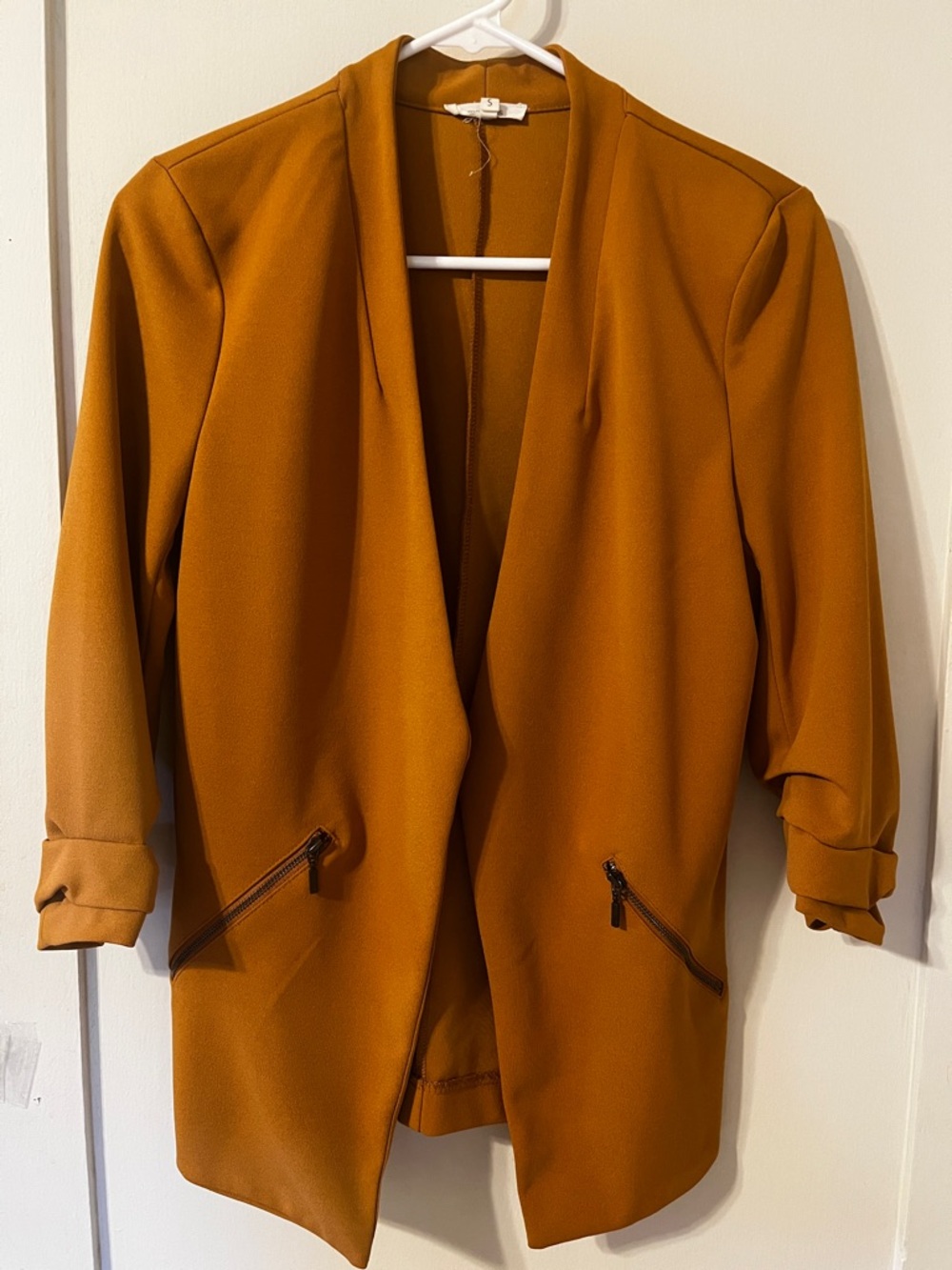 Maurices Asymetrical Open-Front Blazer Jacket -Orange mustard yellow/gold small